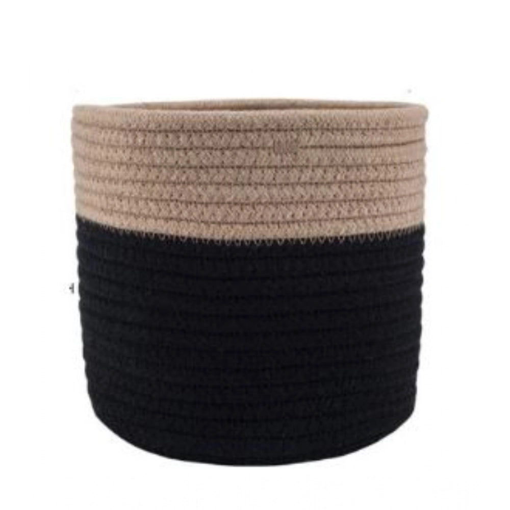 Cotton Flower Pot With Out Lid (Beige-Black)