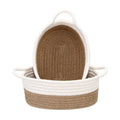 Cotton White Basket 2 Pcs Storage Basket For Clothes (Beige-White)