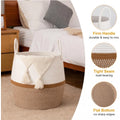 Cotton Matka With Handle 14x12 Inch Storage Basket For Clothes With Out Lid (Beige-White)