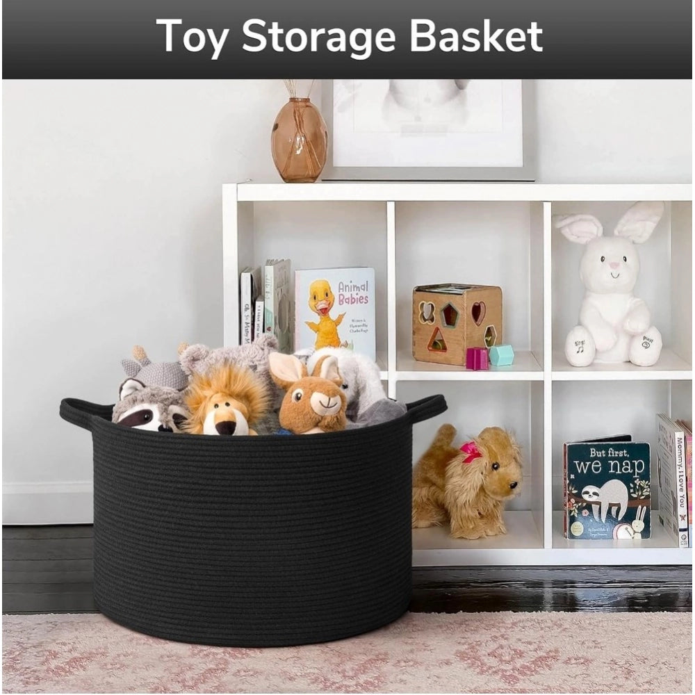 Cotton Basket 14x12 Inch Storage Basket For Clothes With Out Lid (Black)