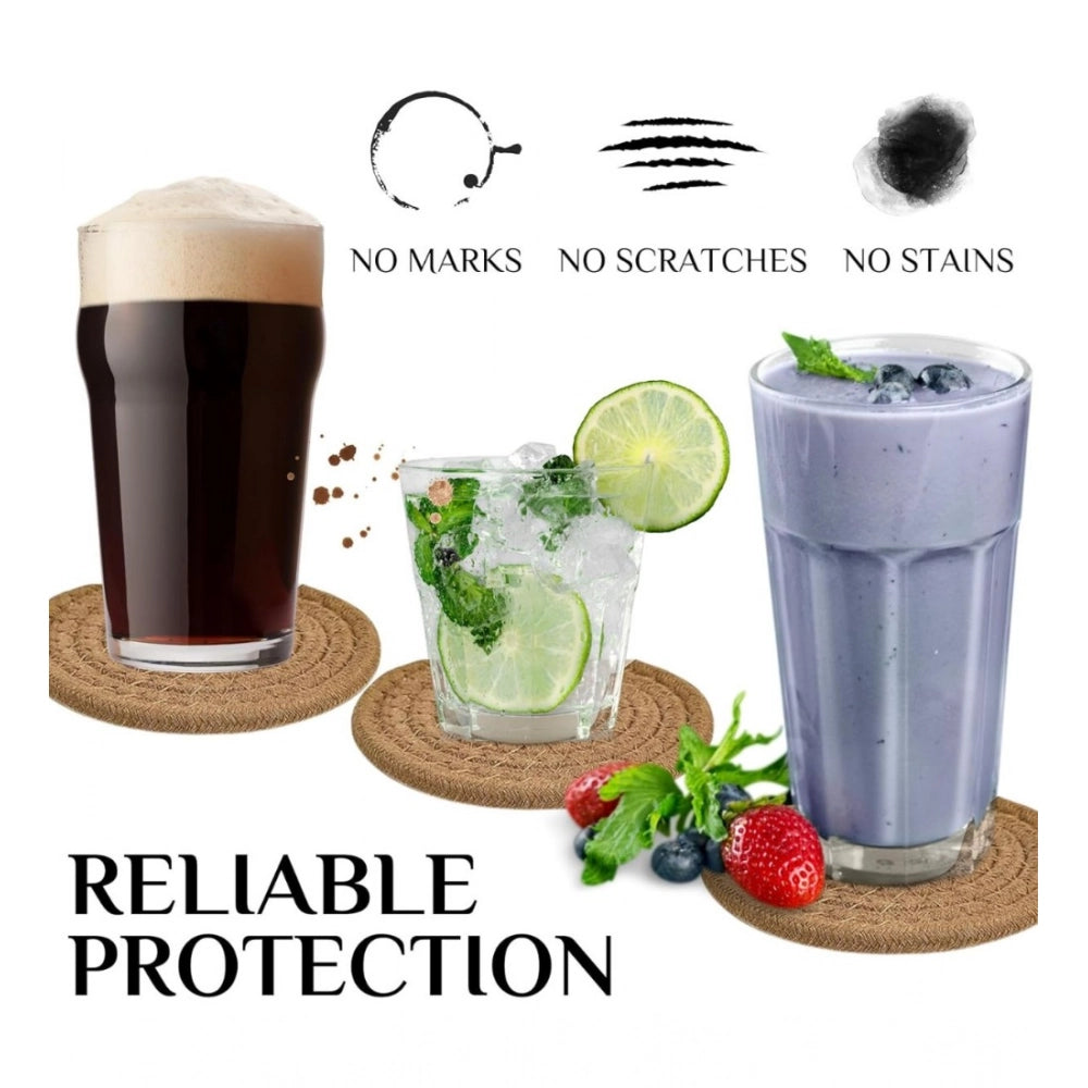 Cotton Pack Of_2 Rope Drink Coasters 4 Pcs Set (Beige)