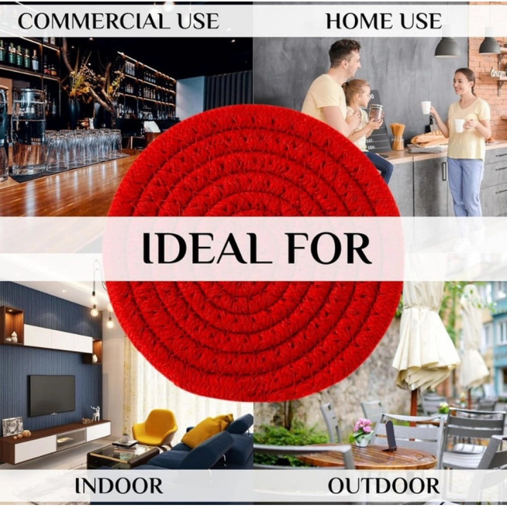 Cotton Pack Of_2 Rope Drink Coasters 4 Pcs Set (Red)
