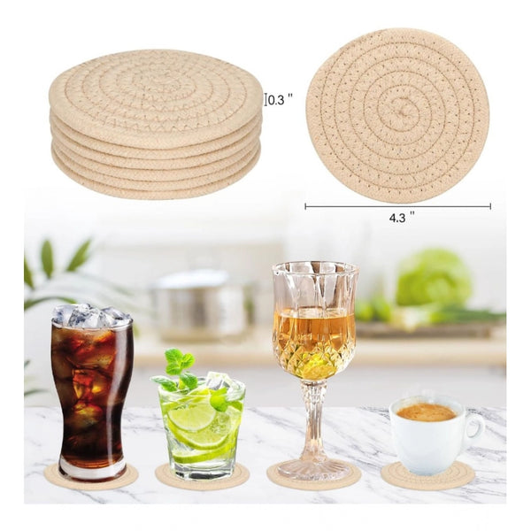 Cotton Rope Drink Coasters 6 Pcs Set (Cream)