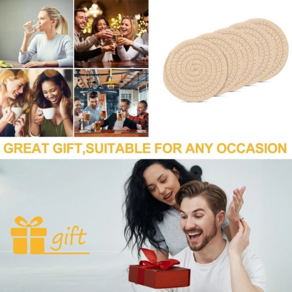 Cotton Rope Drink Coasters 6 Pcs Set (Cream)