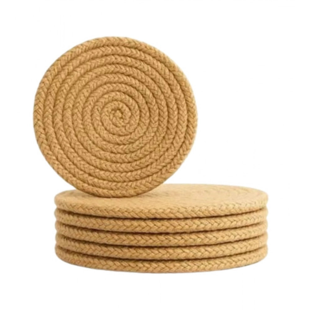 Cotton Rope Drink Coasters 6 Pcs Set (Beige)
