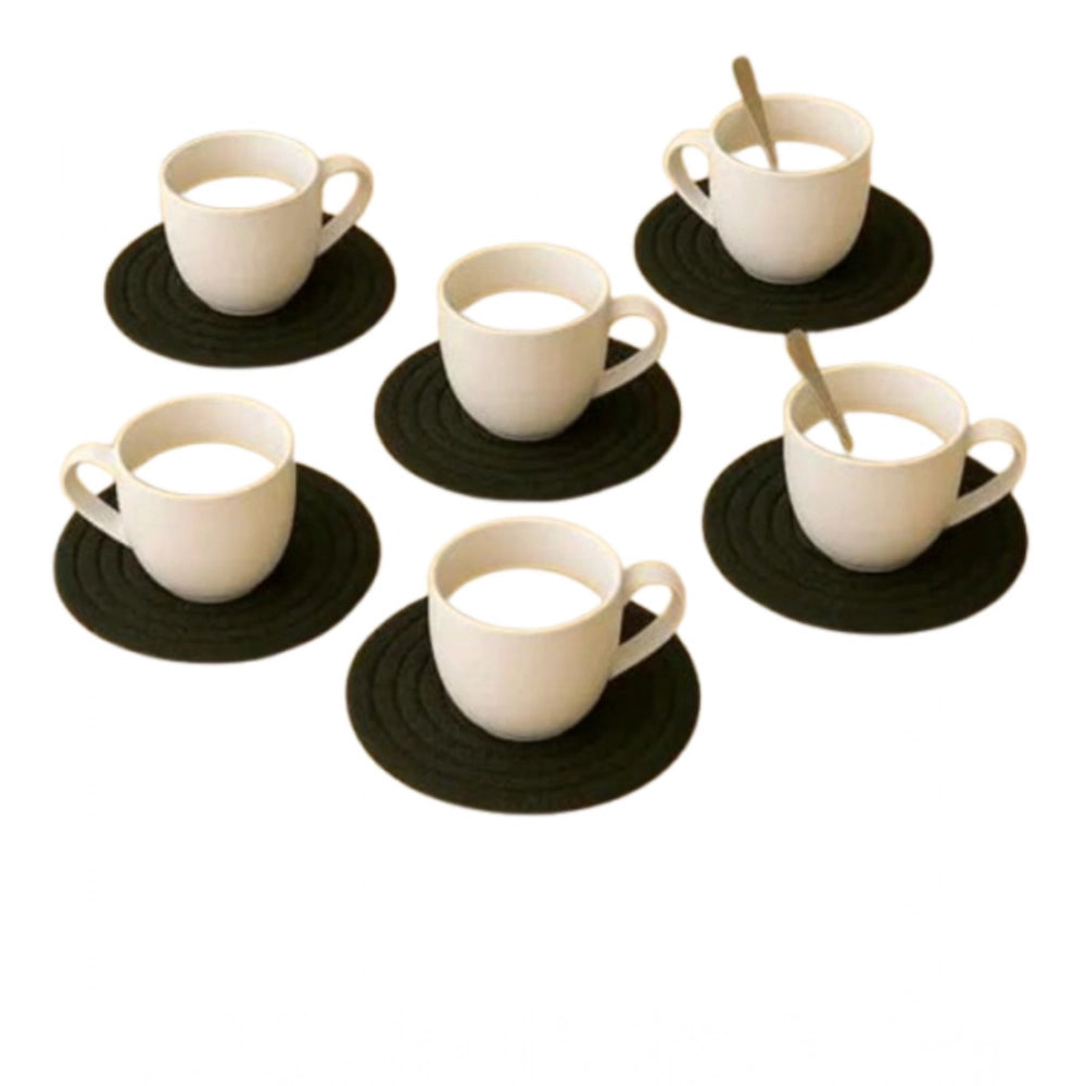 Cotton Rope Drink Coasters 6 Pcs Set (Black)