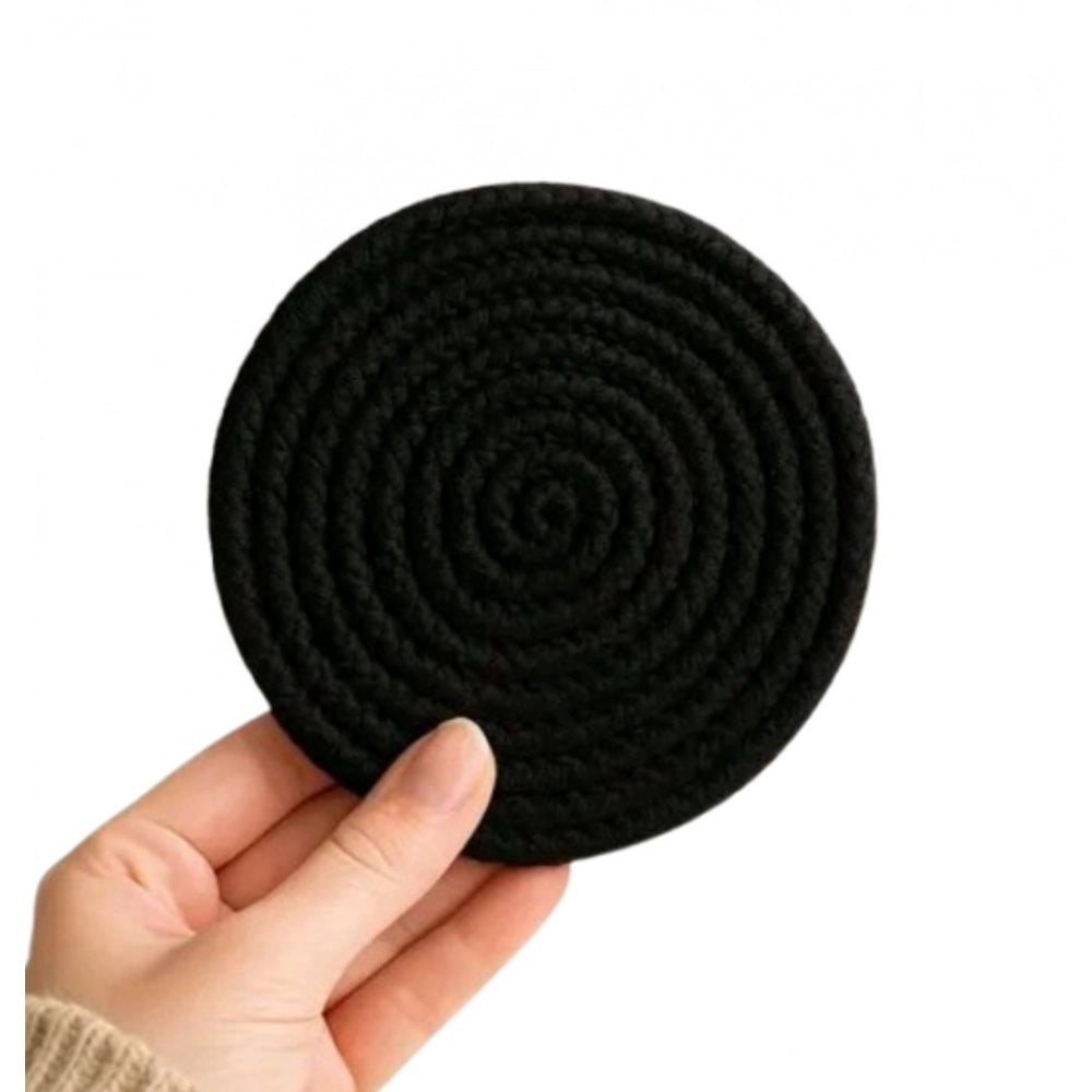 Cotton Rope Drink Coasters 6 Pcs Set (Black)