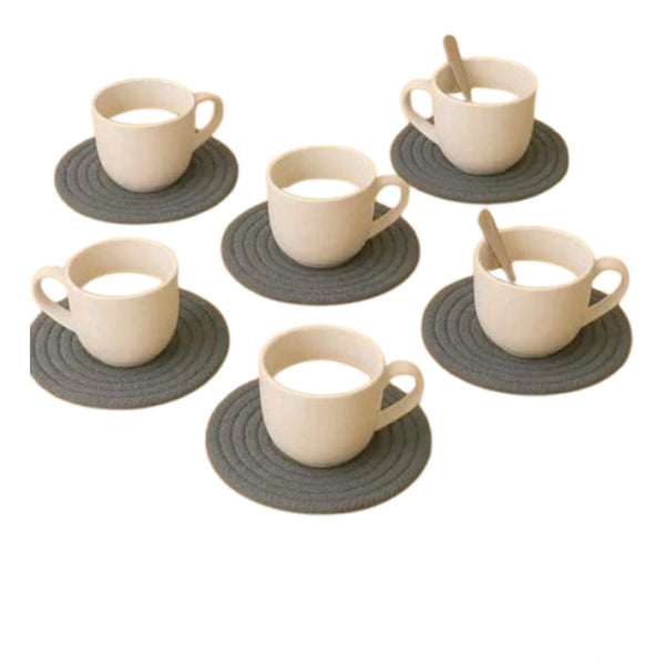 Cotton Rope Drink Coasters 6 Pcs Set (Gray)