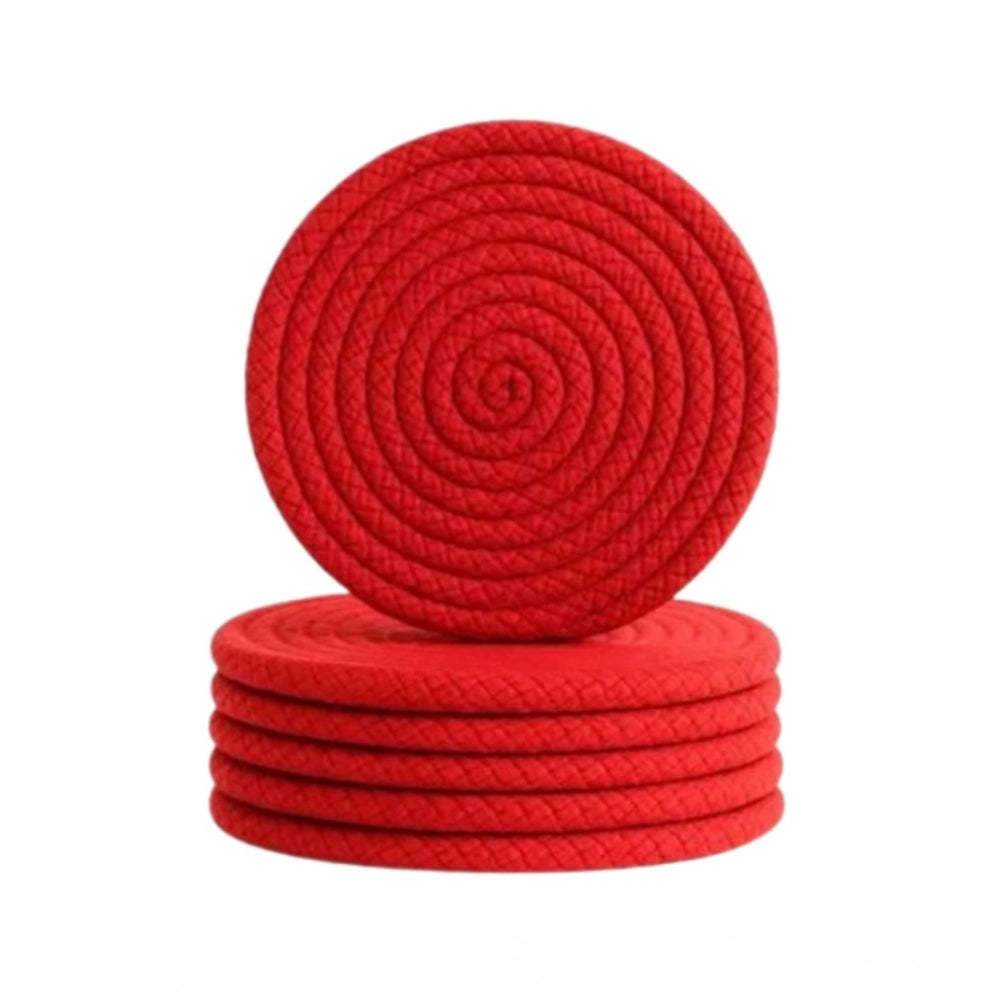 Cotton Rope Drink Coasters 6 Pcs Set (Red)