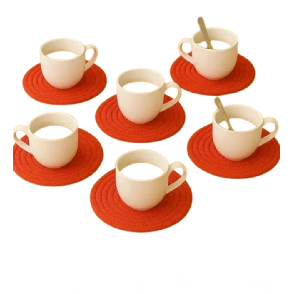 Cotton Rope Drink Coasters 6 Pcs Set (Red)