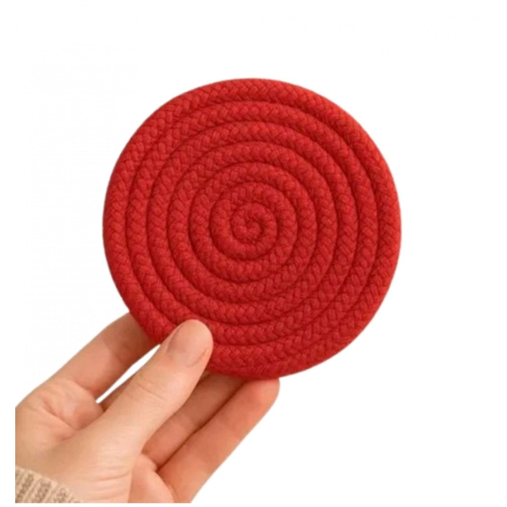 Cotton Rope Drink Coasters 6 Pcs Set (Red)