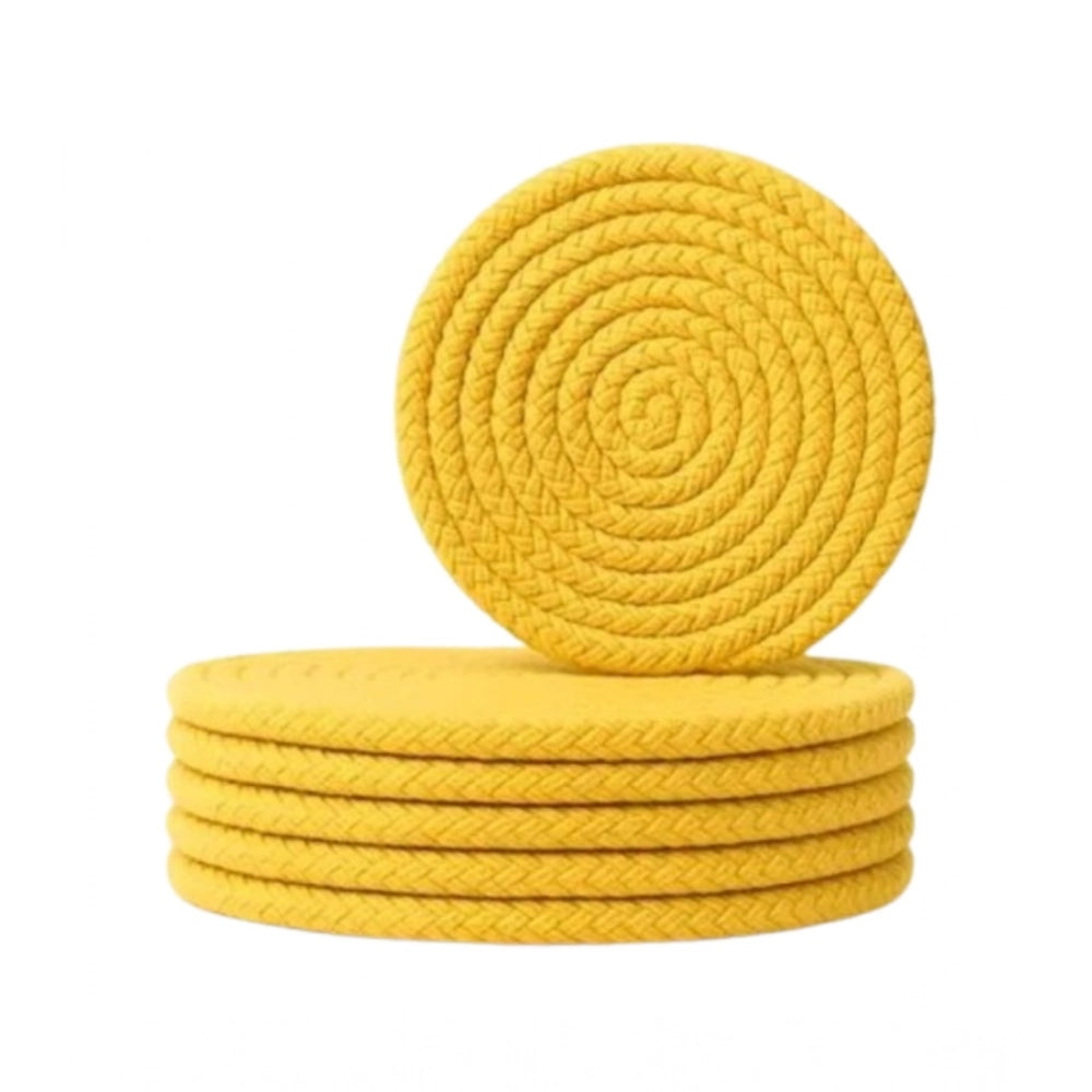 Cotton Rope Drink Coasters 6 Pcs Set (Yellow)