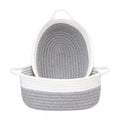 Cotton Grey White 2 Pcs Storage Basket For Clothes (Grey-White)