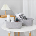 Cotton 10x7x4 Inch 2 Pcs Oval Storage Basket For Clothes (Grey)