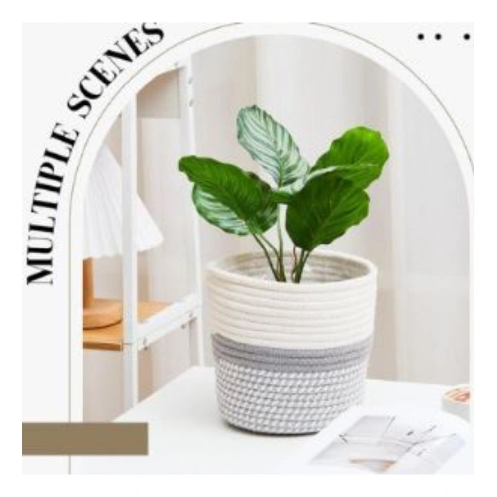 Cotton Flower Pot With Out Lid (Gray-White)