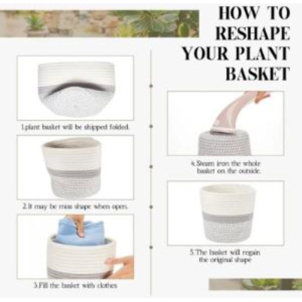 Cotton Flower Pot With Out Lid (Gray-White)
