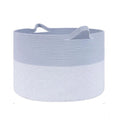 Cotton Pack Of_1 16x14 Inch Storage Basket For Clothes With Out Lid (Blue-White)