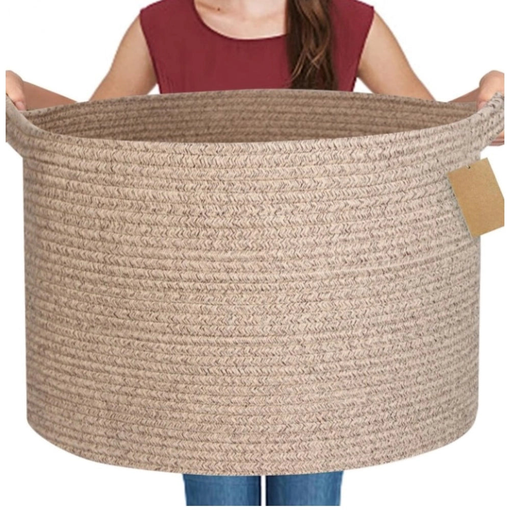 Cotton Pack Of_1 14x12 Inch Storage Basket For Clothes With Out Lid (Kidi)