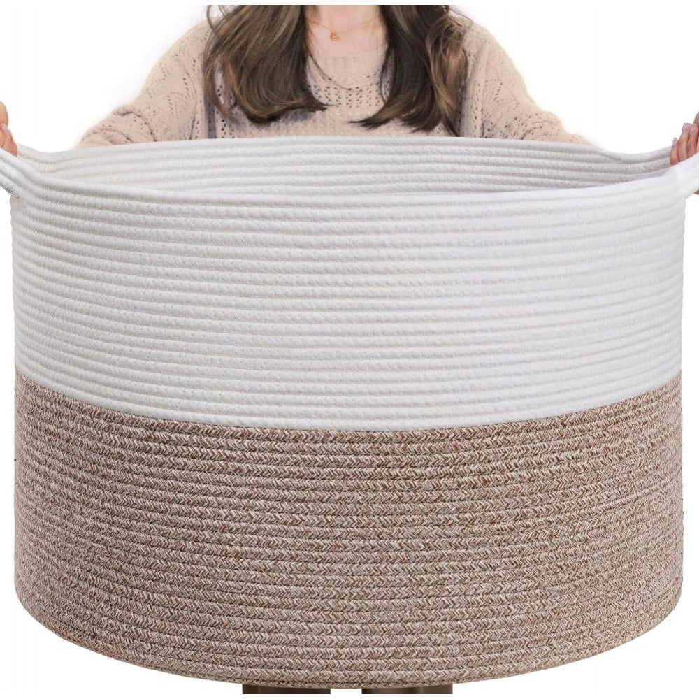 Cotton Pack Of_1 16x14 Inch Storage Basket For Clothes With Out Lid (Kidi-White)