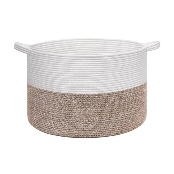 Cotton Pack Of_1 16x14 Inch Storage Basket For Clothes With Out Lid (Kidi-White)