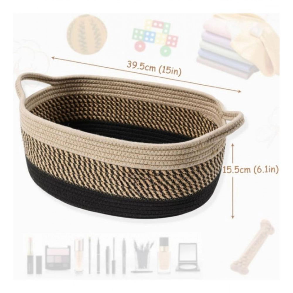 Cotton Pack Of_1 Baby Basket 15x6 Inch Storage Basket For Clothes (Brown)