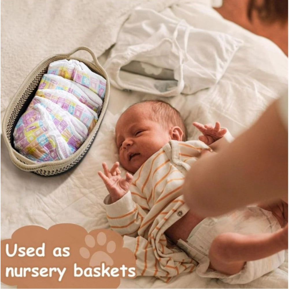 Cotton Pack Of_1 Baby Basket 15x6 Inch Storage Basket For Clothes (Brown)