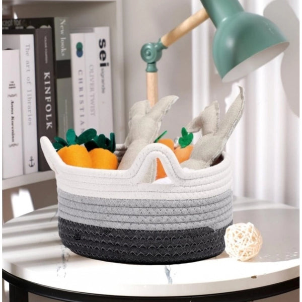 Cotton Pack Of_1 Cat Basket 8x4 Inch Storage Basket For Clothes (Multicolor)