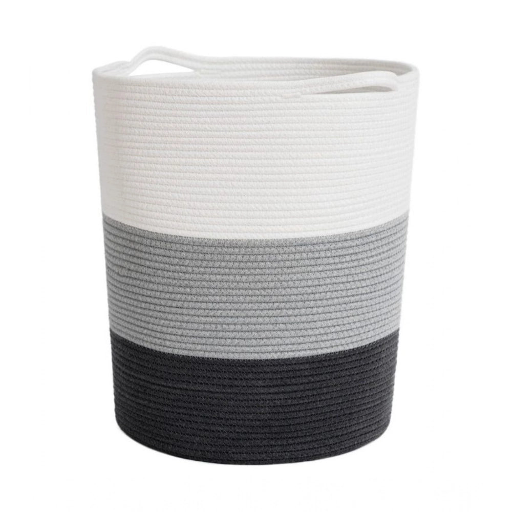 Cotton Pack Of_1 12x14 Inch Laundry Storage Basket For Clothes (Multicolor)