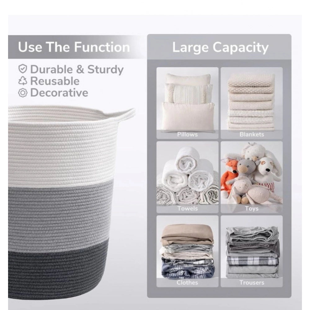 Cotton Pack Of_1 12x14 Inch Laundry Storage Basket For Clothes (Multicolor)
