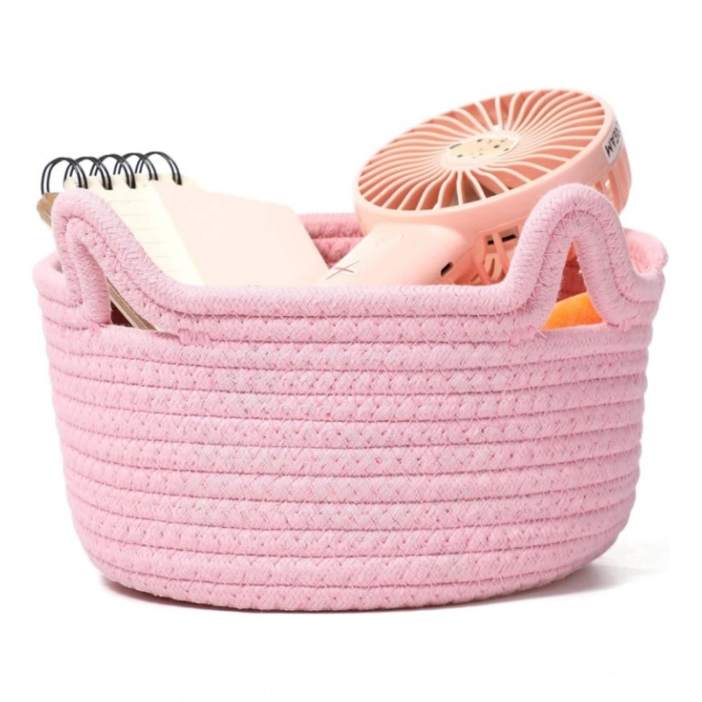 Cotton Pack Of_1 Cat Basket 8x4 Inch Storage Basket For Clothes (Pink)