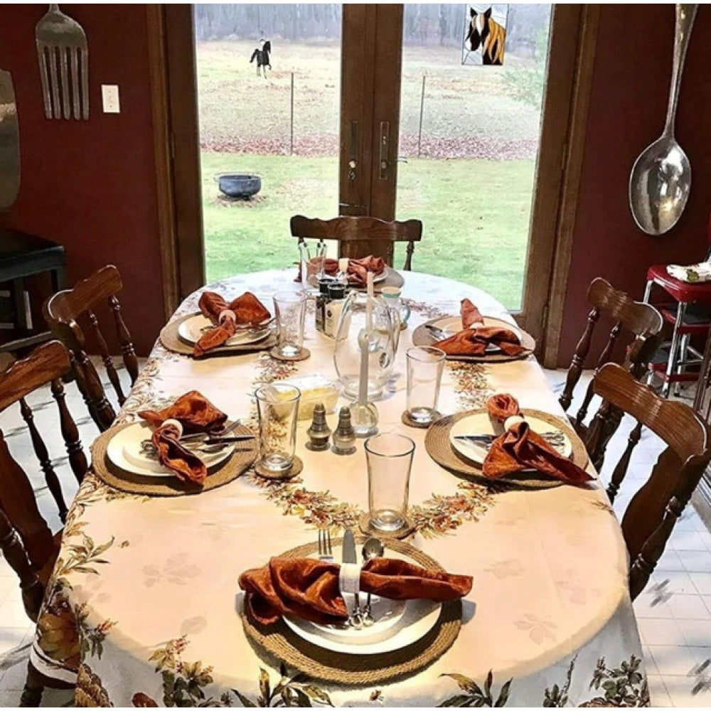 Cotton Dining Table Round Placemat Mats Set of 4 (Beige)
