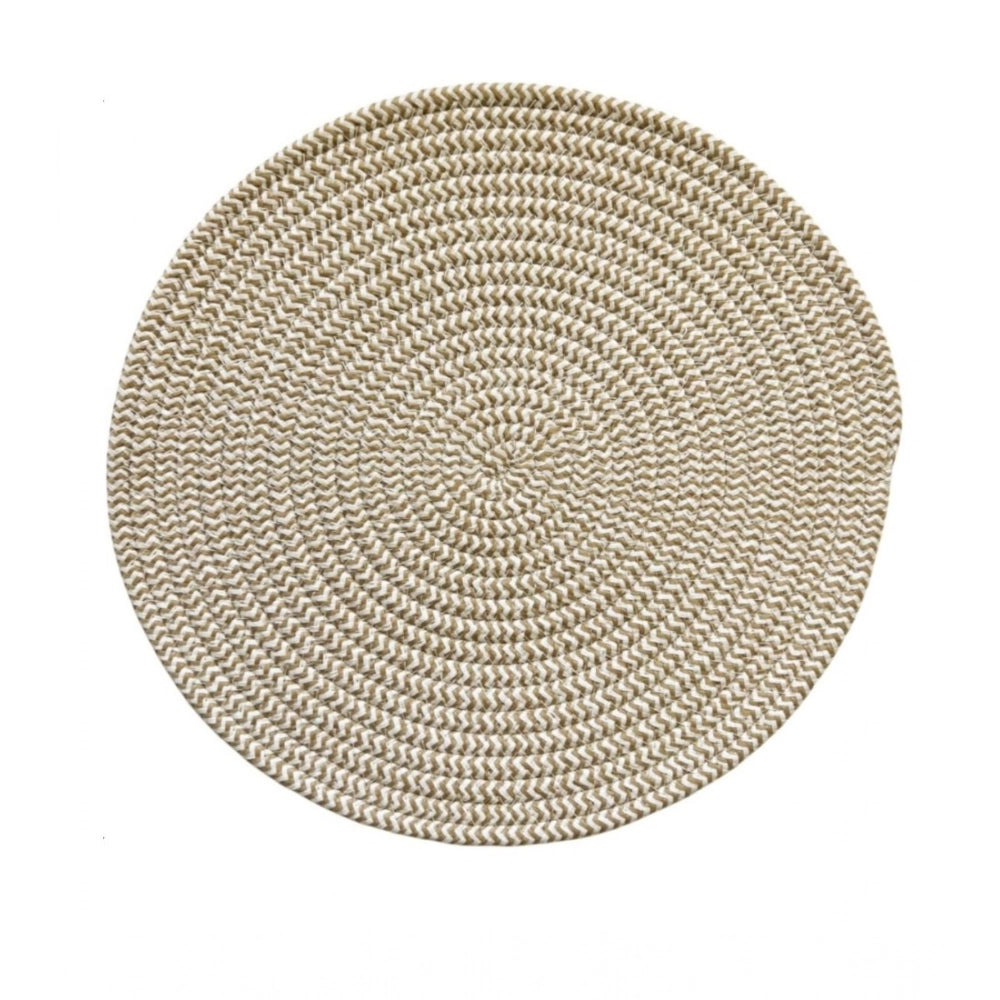 Cotton Dining Table Round Placemat Mats Set of 4 (Beige-White)
