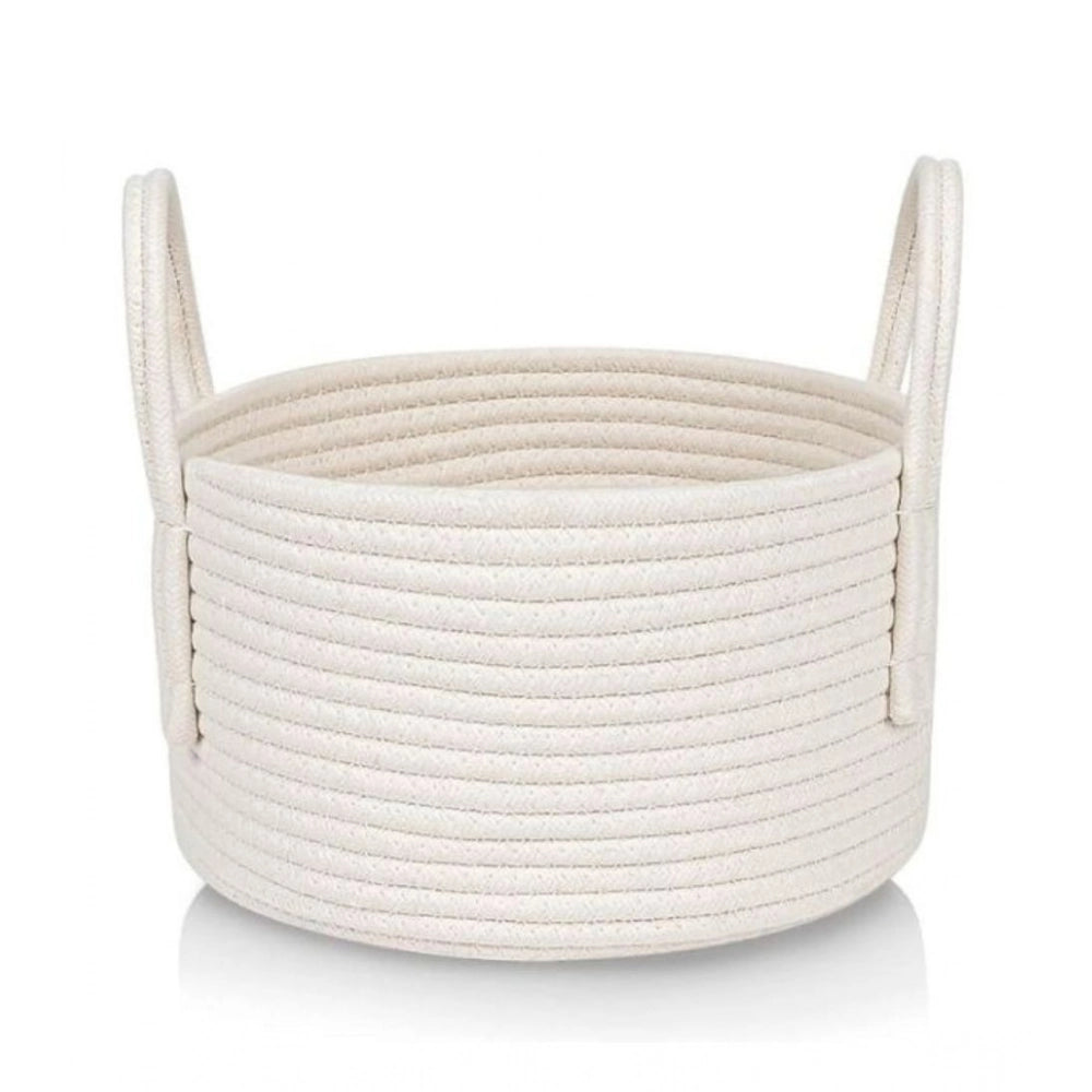 Cotton Pack Of_1 Basket 7x5 Inch Storage Basket For Clothes (White)