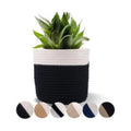 Cotton Flower Pot With Out Lid (White-Black)
