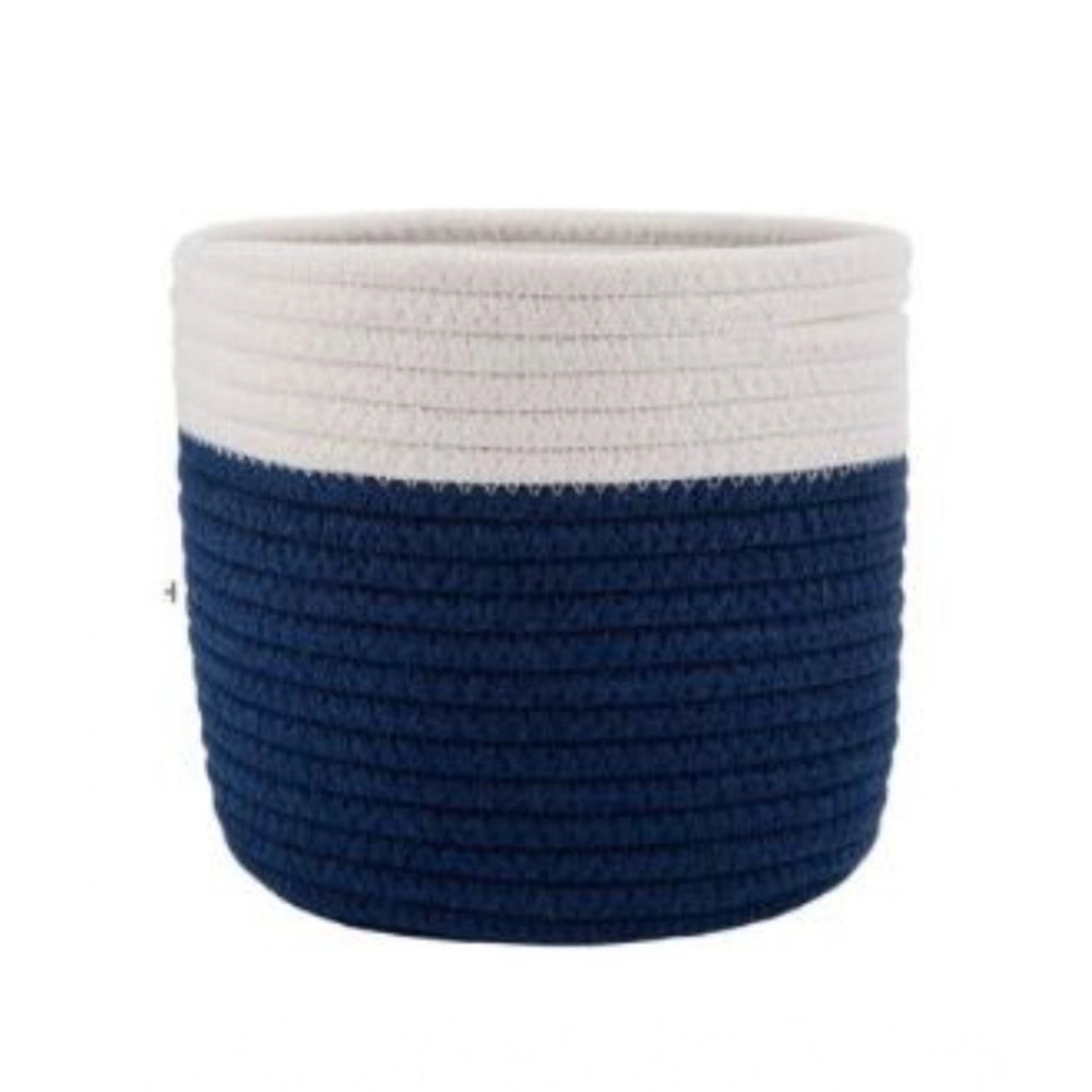 Cotton Flower Pot With Out Lid (White-Blue)