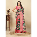 Women's Cotton Silk Floral Printed Saree With Unstitched Blouse 5.5Mtr (Black)