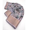 Women's Cotton Silk Printed Saree With Unstitched Blouse 5.5Mtr (Grey)