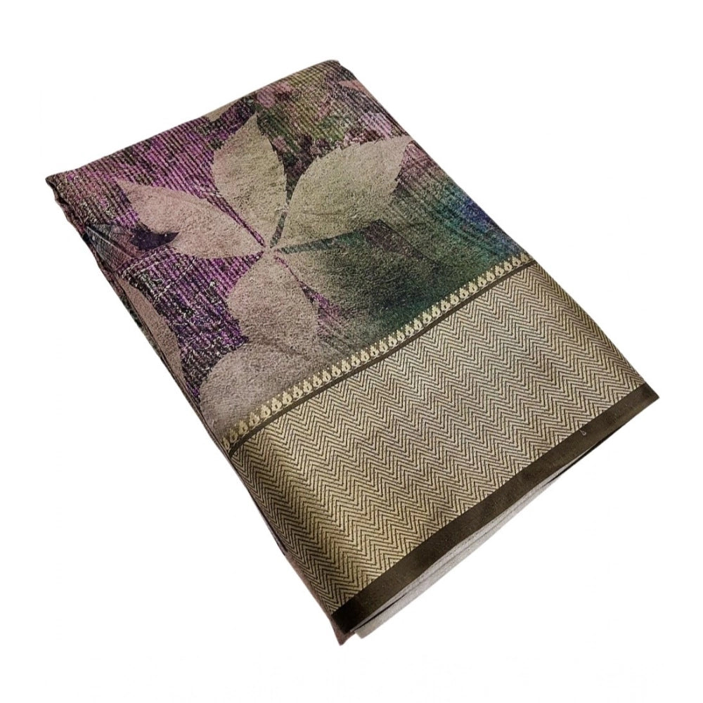 Women's Cotton Silk Printed Saree With Unstitched Blouse 5.5Mtr (Multicolor)