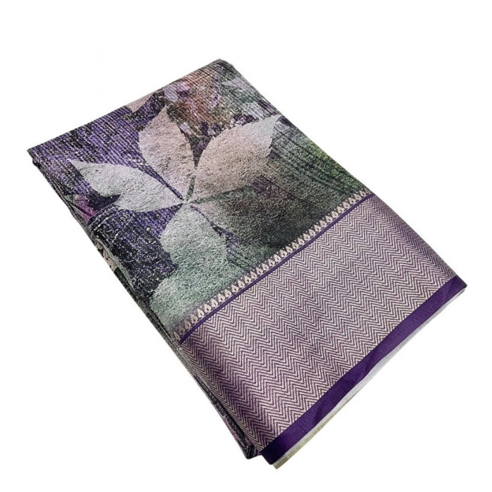 Women's Cotton Silk Printed Saree With Unstitched Blouse 5.5Mtr (Multicolor)