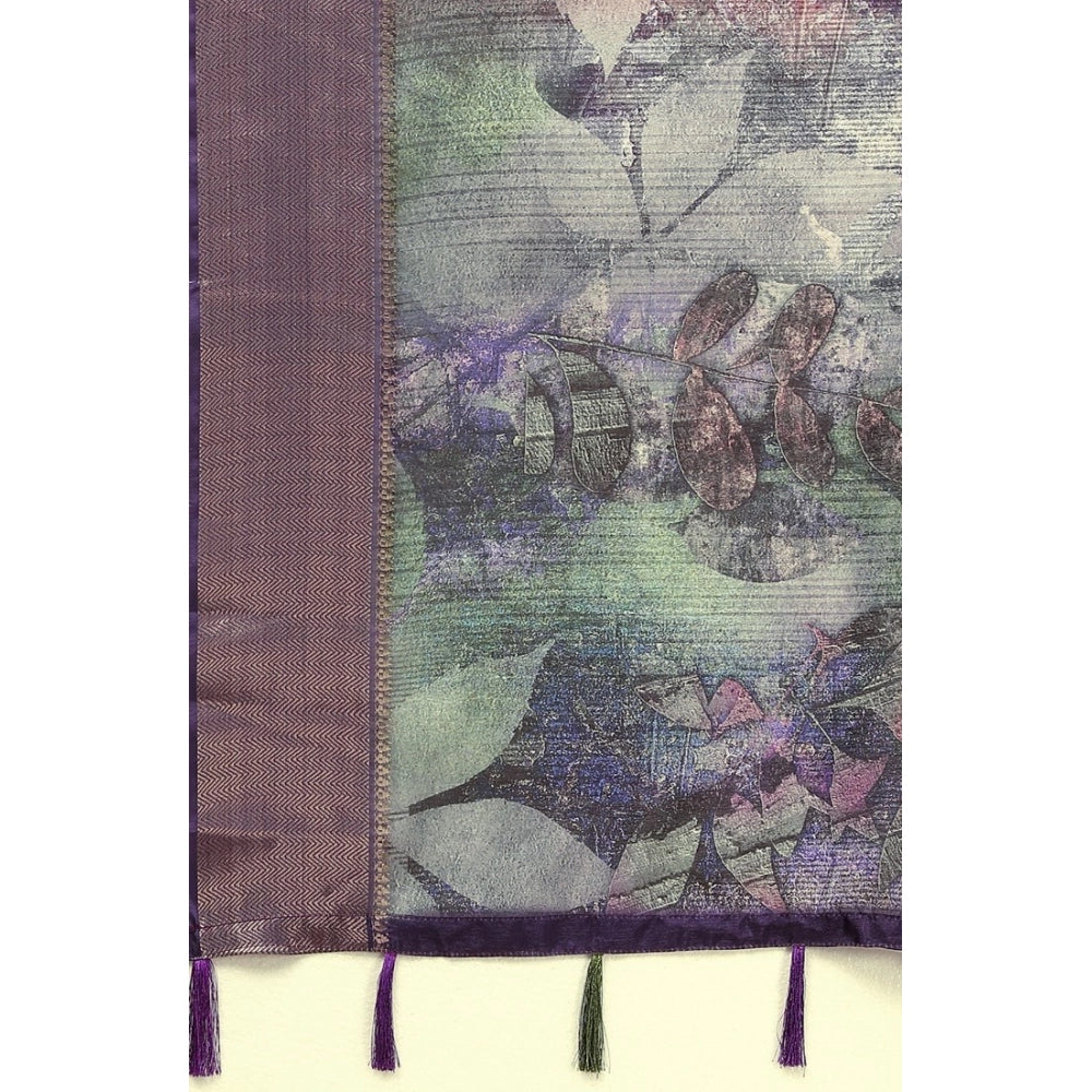 Women's Cotton Silk Printed Saree With Unstitched Blouse 5.5Mtr (Multicolor)