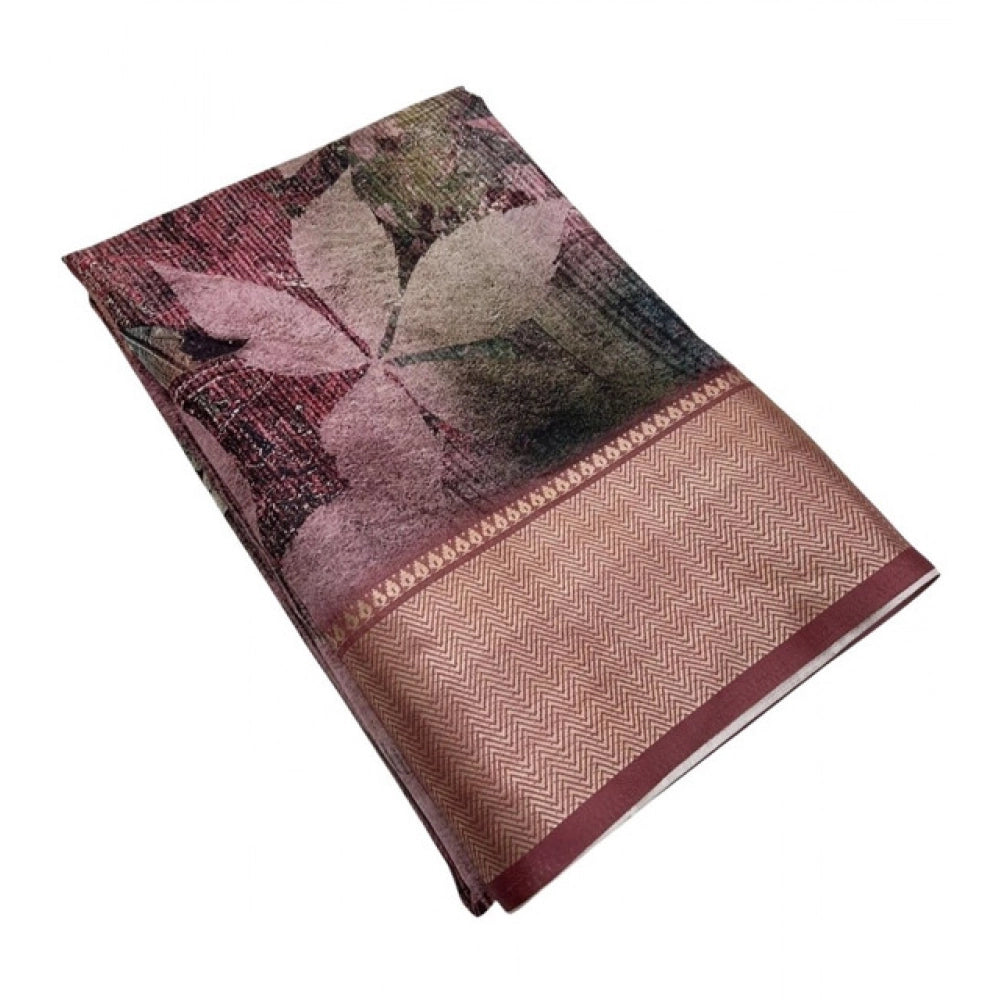 Women's Cotton Silk Printed Saree With Unstitched Blouse 5.5Mtr (Multicolor)