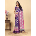 Women's Cotton Blend Printed Saree With Unstitched Blouse 5.5Mtr (Purple)