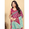 Women's Cotton Blend Printed Saree With Unstitched Blouse 5.5Mtr (Multicolor)