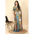 Women's Cotton Blend Floral Printed Saree With Unstitched Blouse 5.5Mtr (Multicolor)