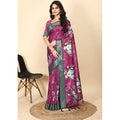 Women's Cotton Blend Floral Printed Saree With Unstitched Blouse 5.5Mtr (Multicolor)