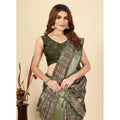 Women's Cotton Blend Printed Saree With Unstitched Blouse 5.5Mtr (Green)