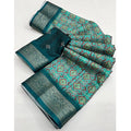 Women's Cotton Blend Printed Saree With Unstitched Blouse 5.5Mtr (Rama)