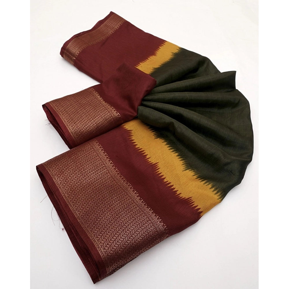 Women's Cotton Silk Solid Saree With Unstitched Blouse 5.5Mtr (Multicolor)