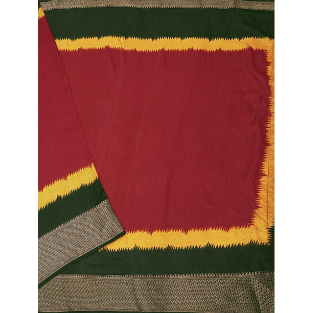 Women's Cotton Silk Solid Saree With Unstitched Blouse 5.5Mtr (Multicolor)