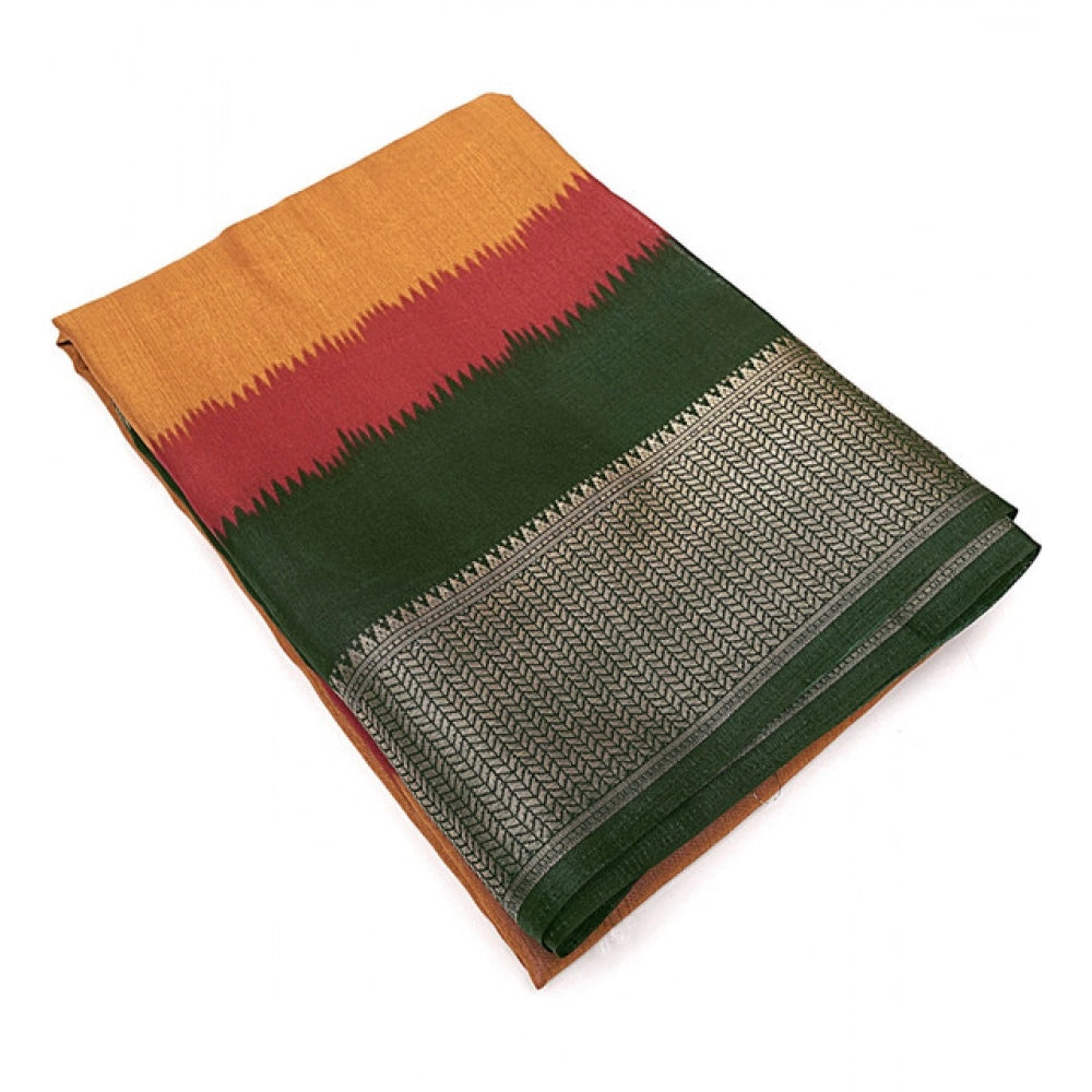 Women's Cotton Silk Solid Saree With Unstitched Blouse 5.5Mtr (Multicolor)